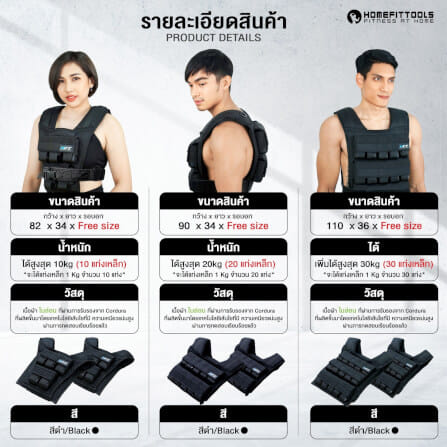 เสื้อถ่วงน้ำหนัก CALISTHENIC HOMEFITTOOLS HFT รุ่น 10KG_3